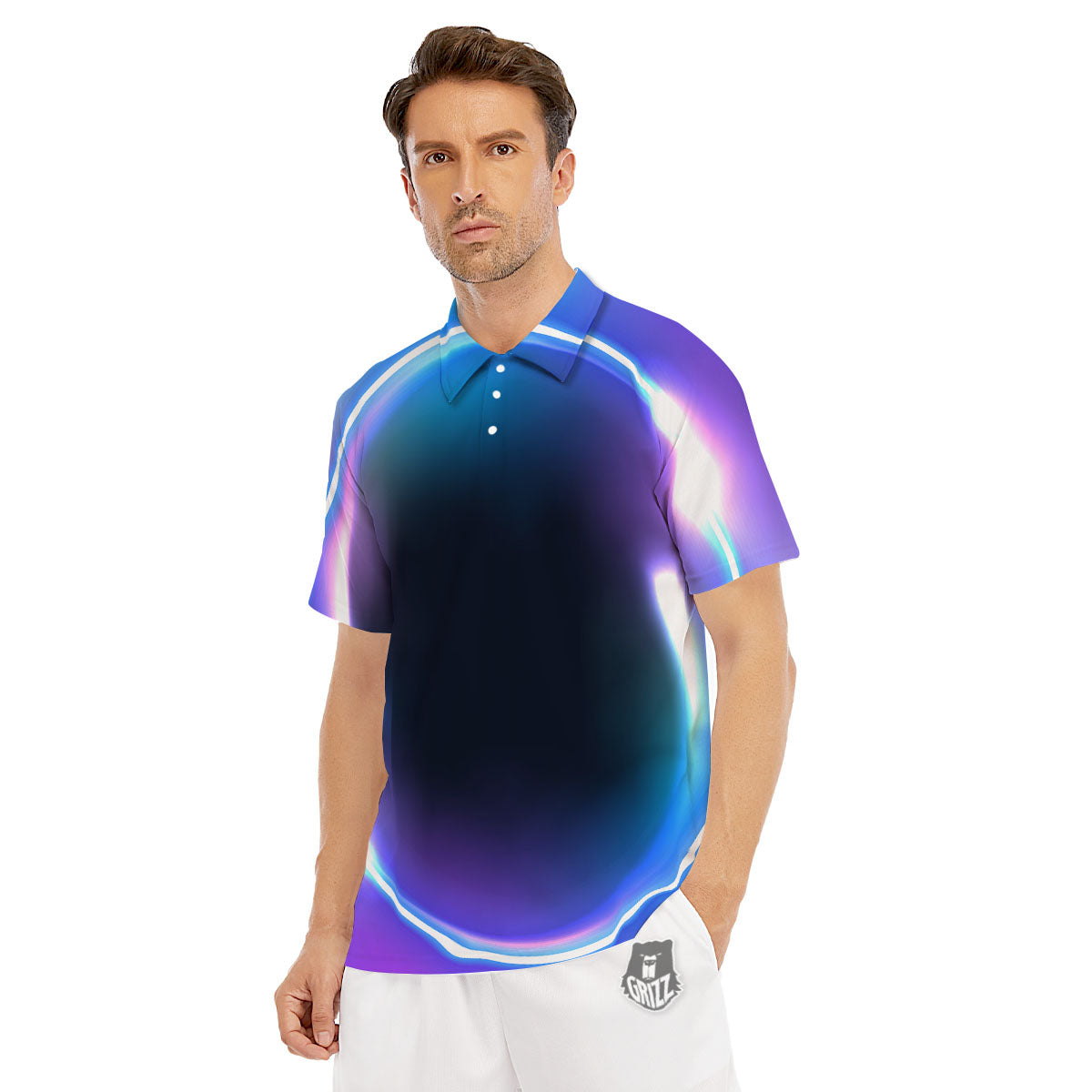 Bubble Rave Print Men's Golf Shirts-grizzshop