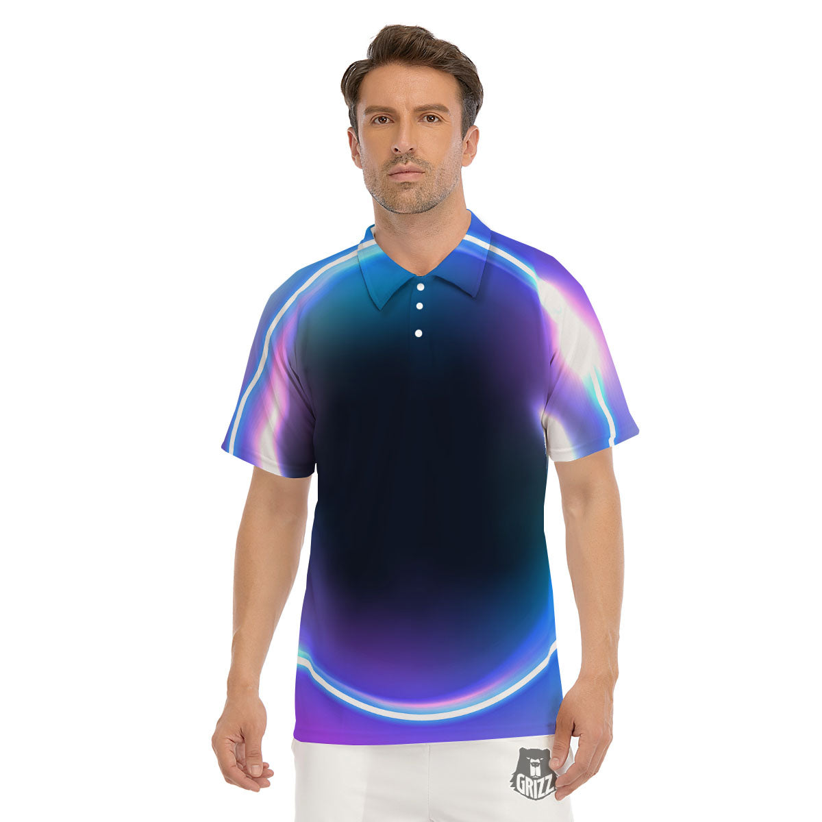 Bubble Rave Print Men's Golf Shirts-grizzshop
