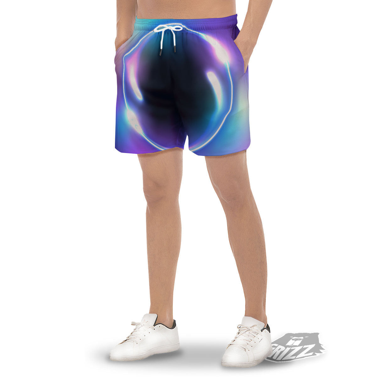 Bubble Rave Print Men's Gym Shorts-grizzshop