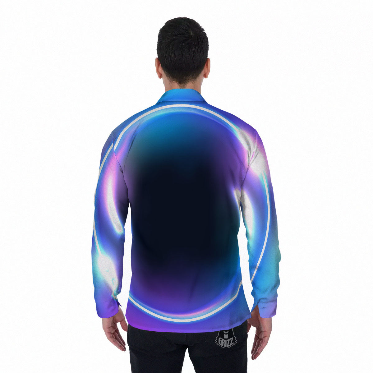 Bubble Rave Print Men's Long Sleeve Shirts-grizzshop