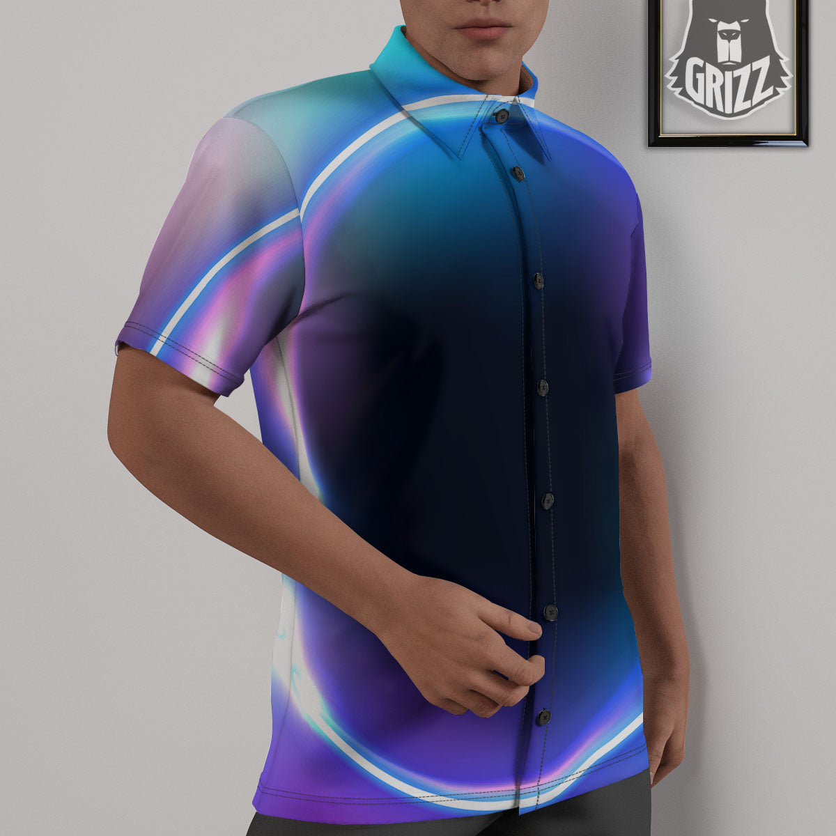 Bubble Rave Print Untucked Shirts-grizzshop