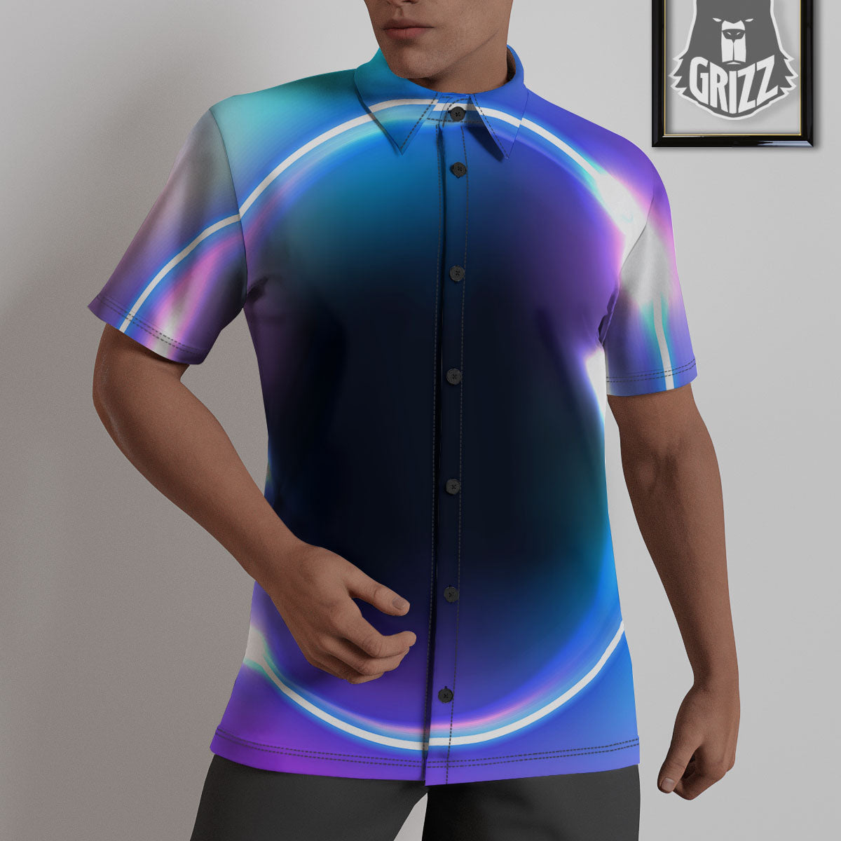 Bubble Rave Print Untucked Shirts-grizzshop