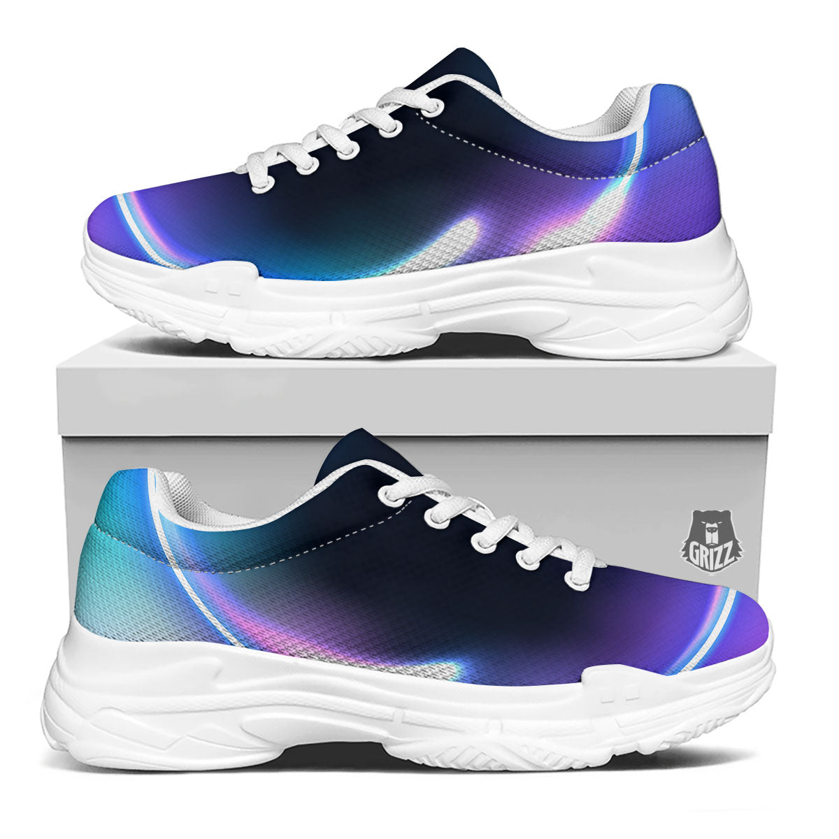 Bubble Rave Print White Chunky Shoes-grizzshop