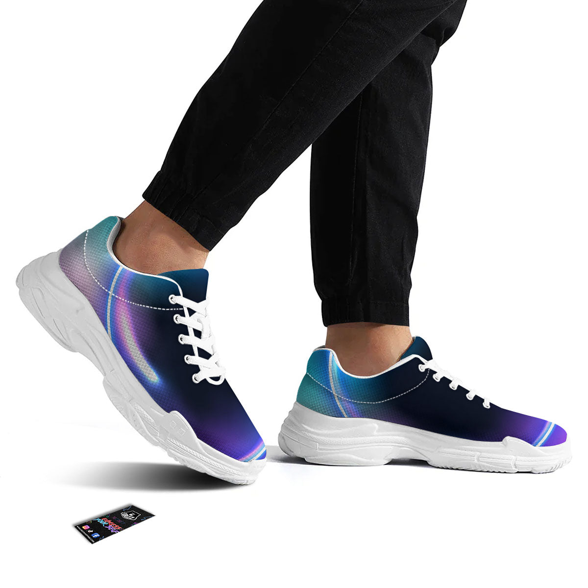 Bubble Rave Print White Chunky Shoes-grizzshop
