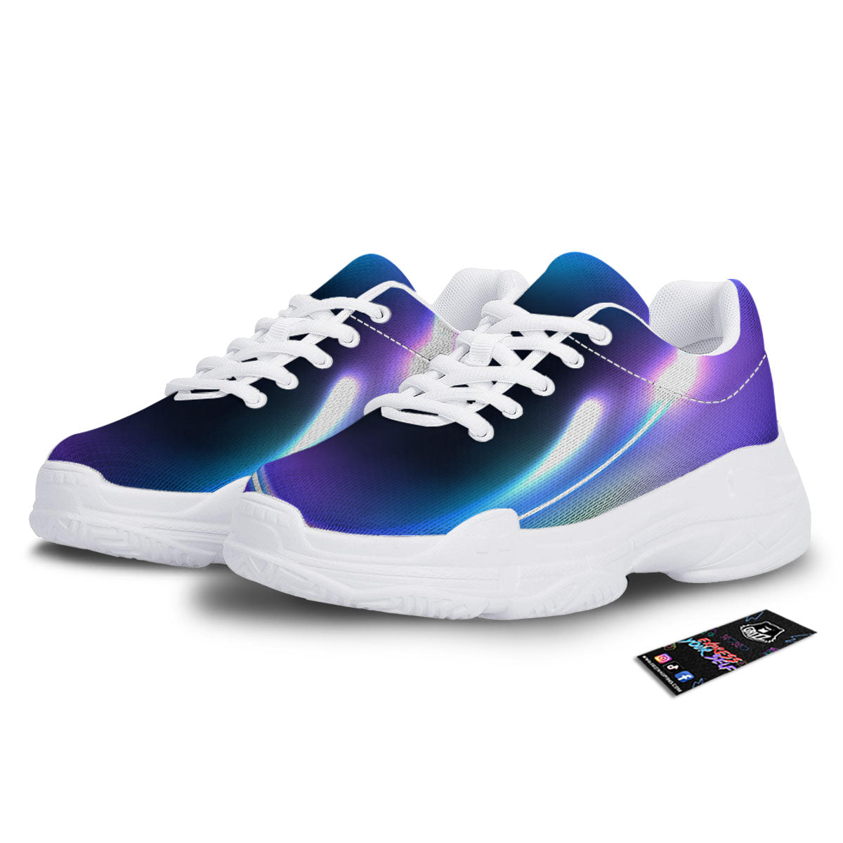 Bubble Rave Print White Chunky Shoes-grizzshop