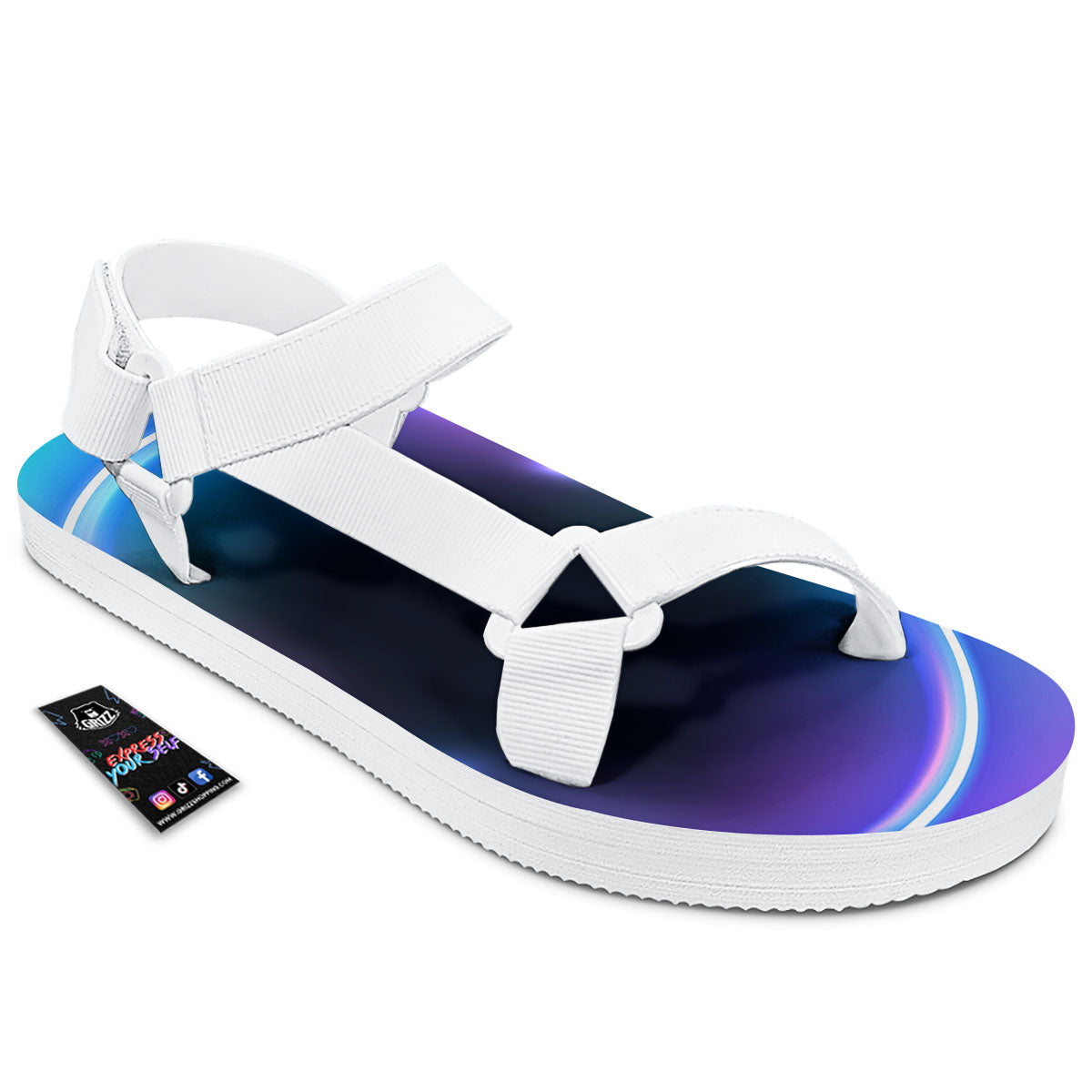 Bubble Rave Print White Open Toe Sandals-grizzshop