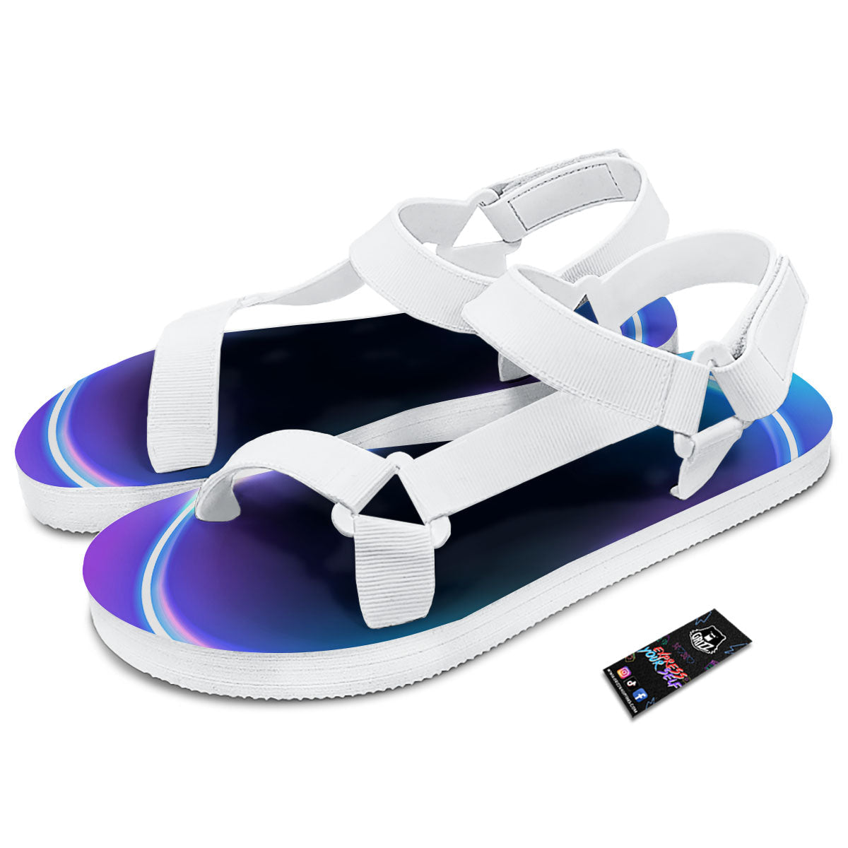 Bubble Rave Print White Open Toe Sandals-grizzshop
