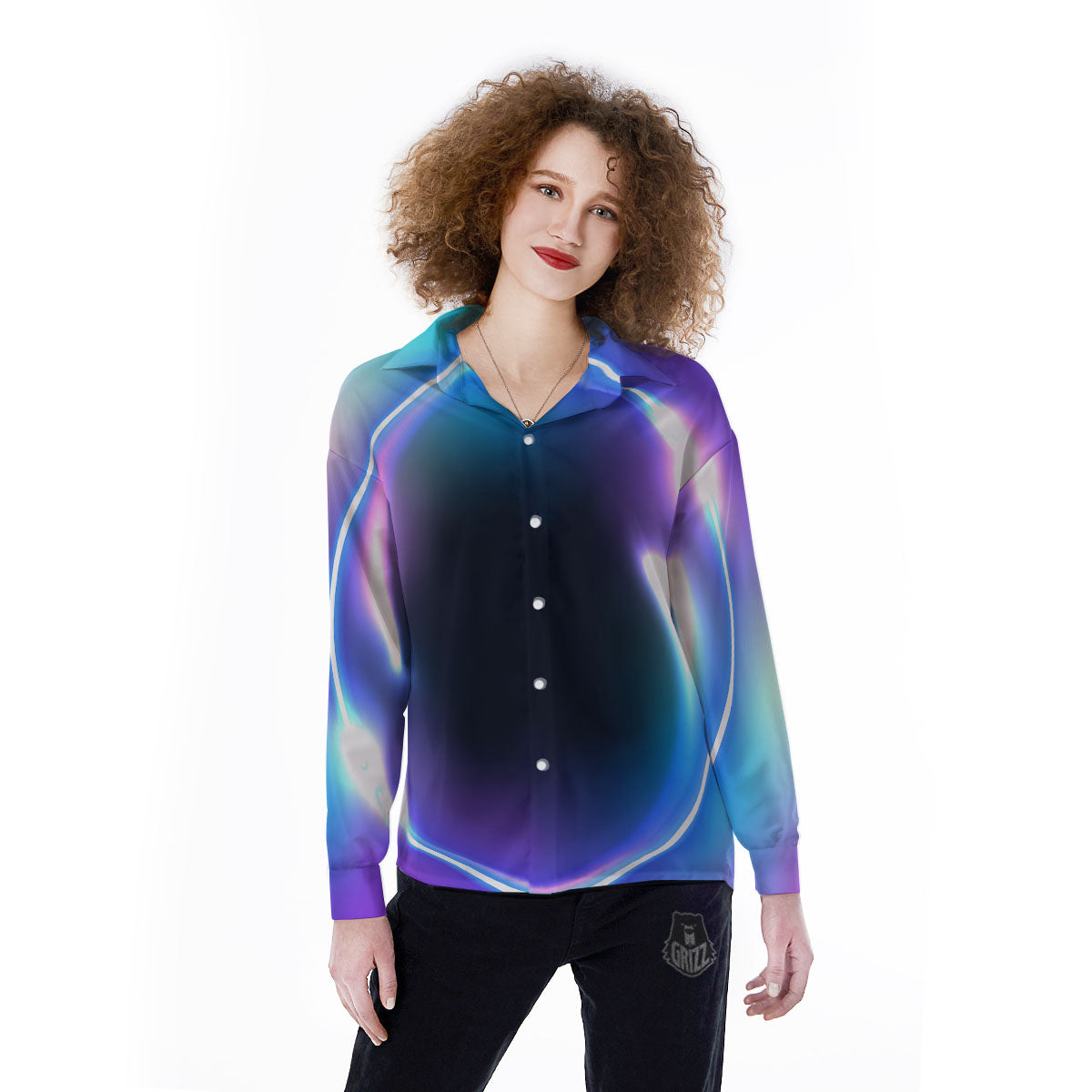 Bubble Rave Print Women's Long Sleeve Shirts-grizzshop
