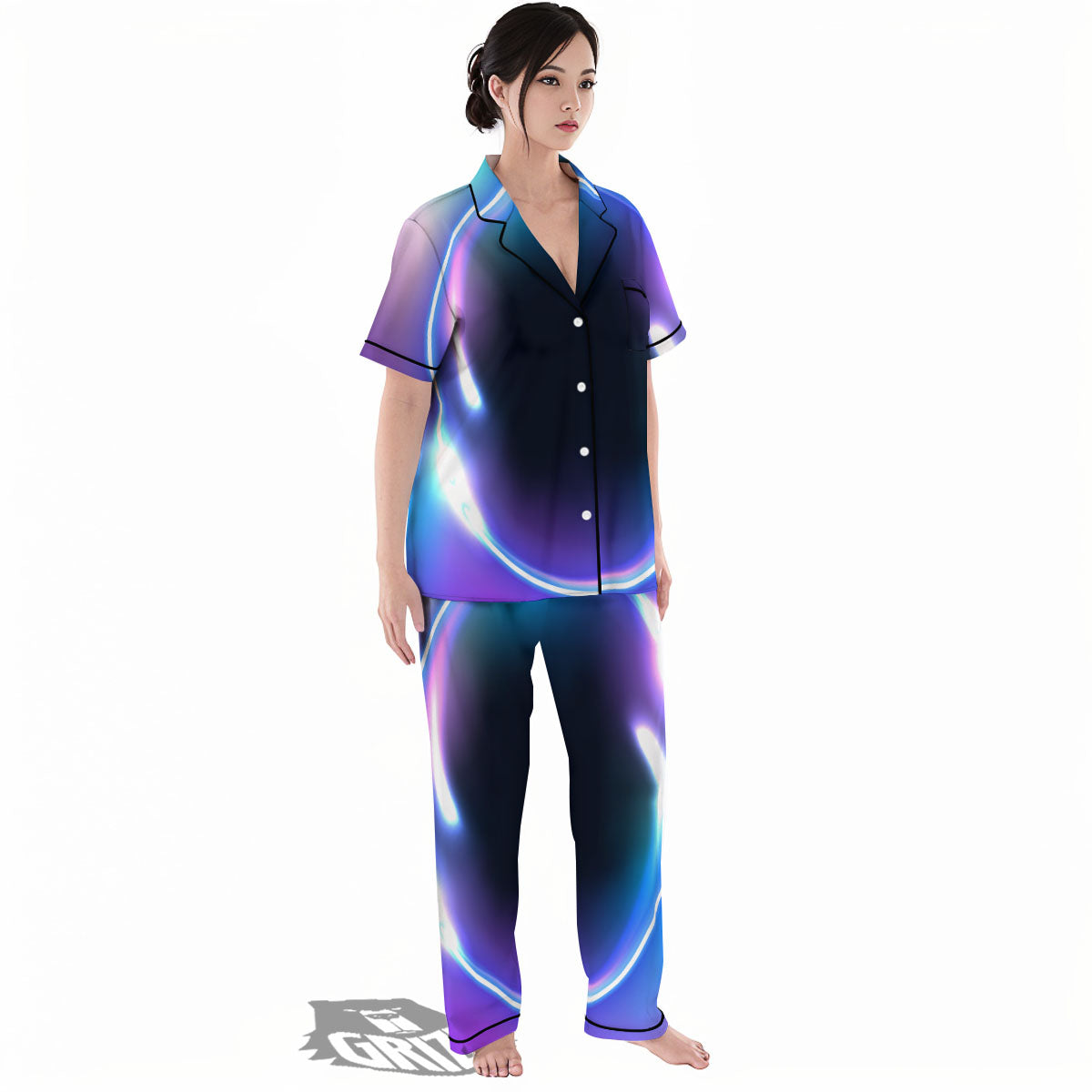 Bubble Rave Print Women's Pajamas Set-grizzshop