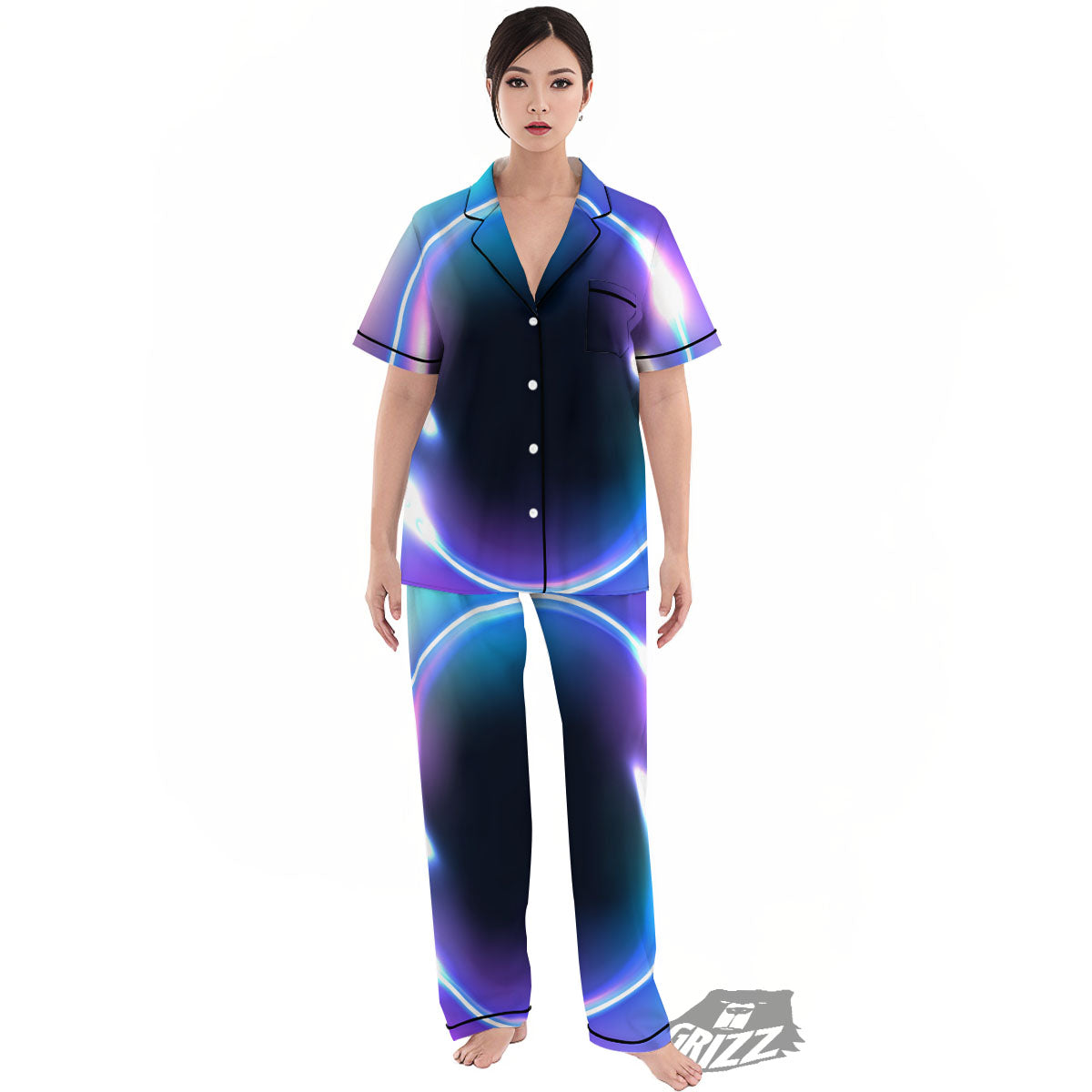 Bubble Rave Print Women's Pajamas Set-grizzshop