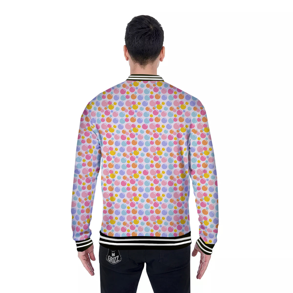 Bubble Soap Colorful Print Baseball Jacket-grizzshop