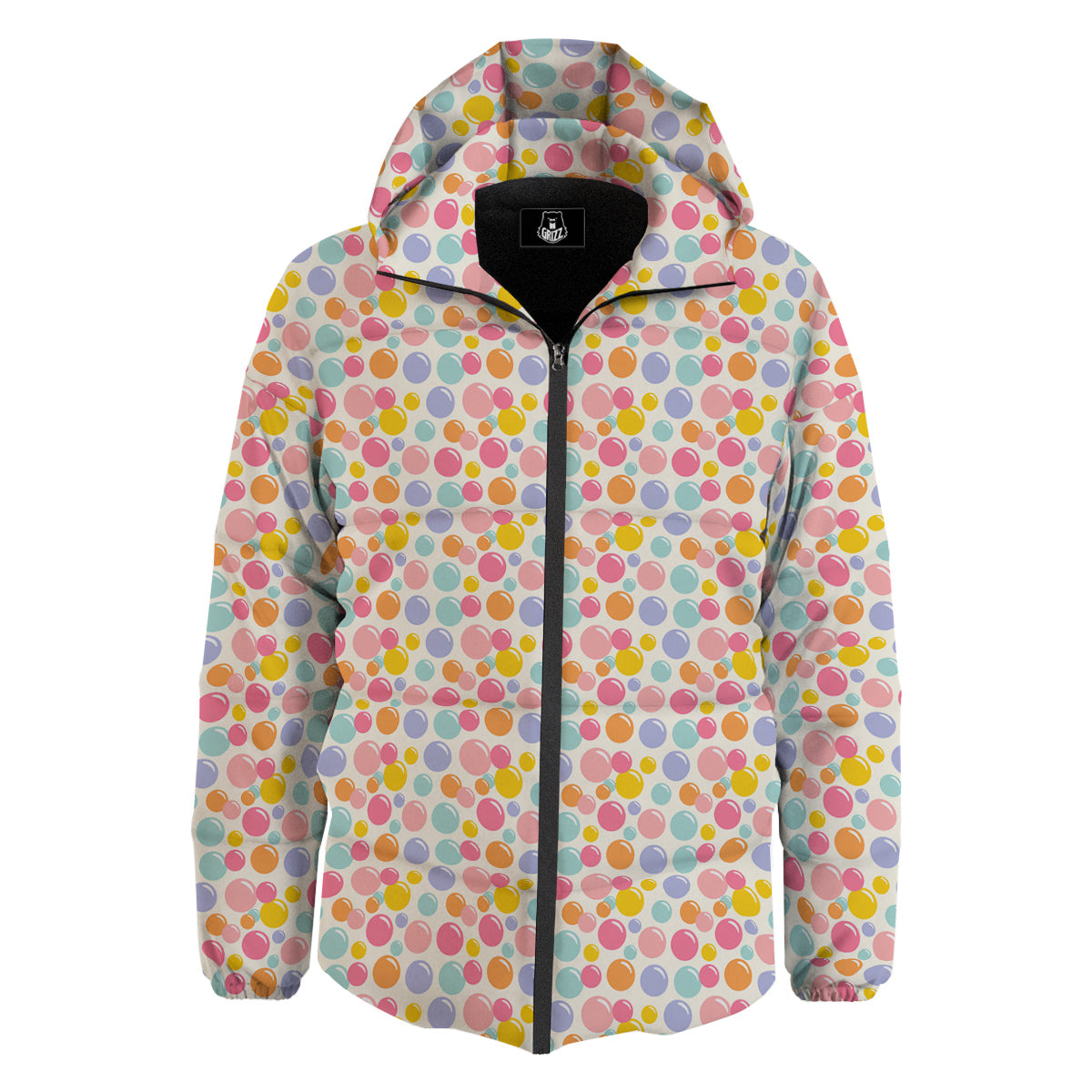 Bubble Soap Colorful Print Down Jacket-grizzshop