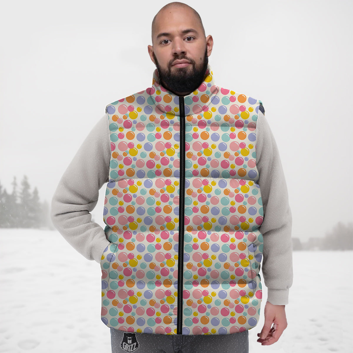 Bubble Soap Colorful Print Down Vest