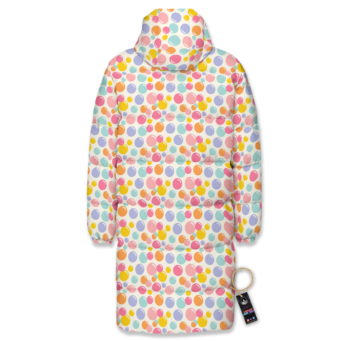 Bubble Soap Colorful Print Long Down Jacket-grizzshop