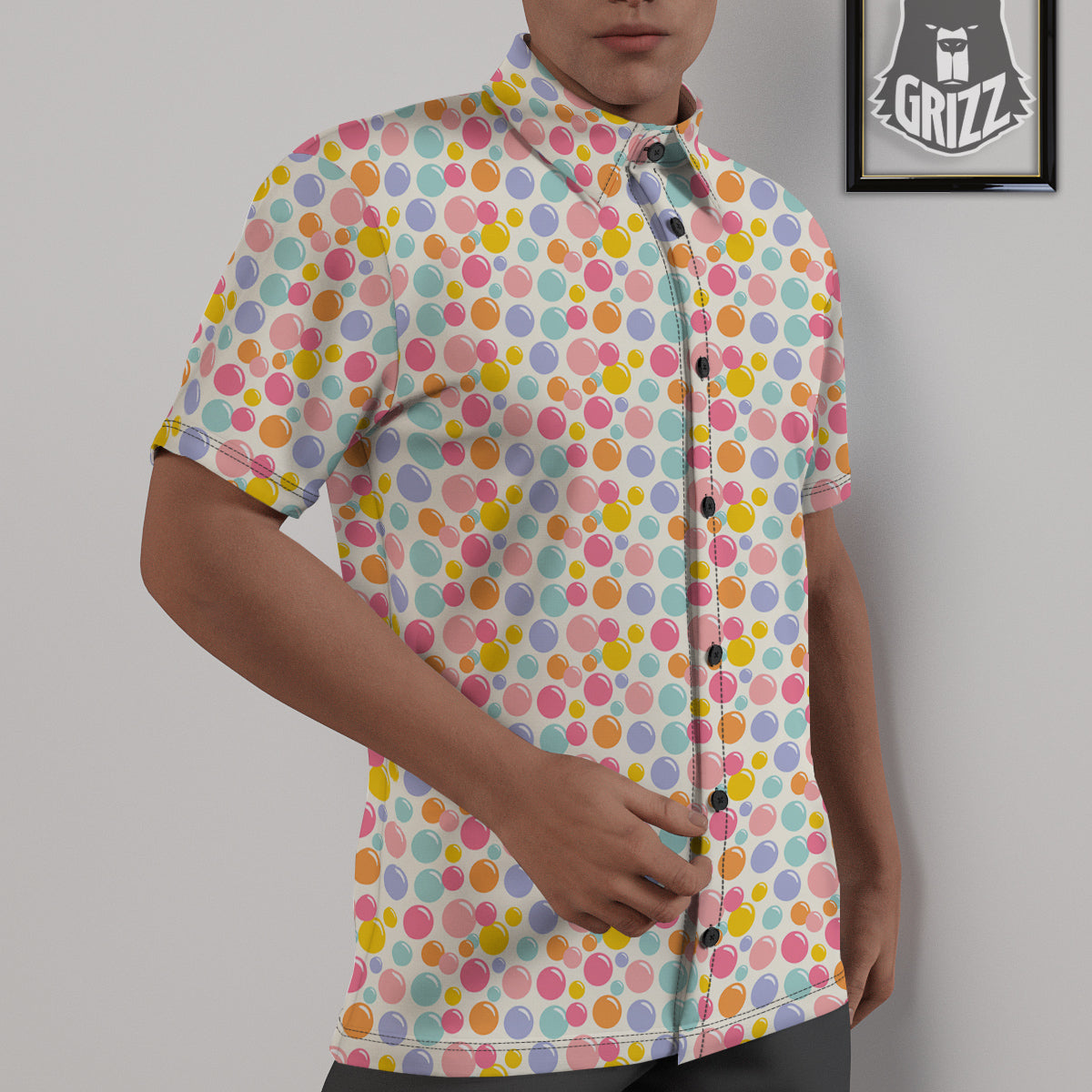 Bubble Soap Colorful Print Untucked Shirts-grizzshop