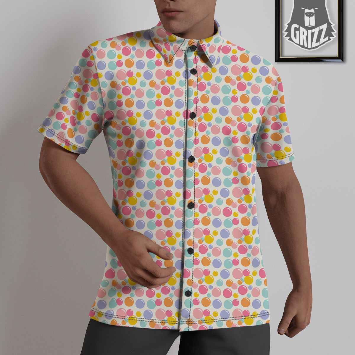 Bubble Soap Colorful Print Untucked Shirts-grizzshop