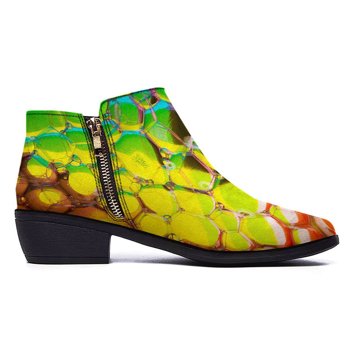 Bubble Soap Psychedelic Print Ankle Boots-grizzshop
