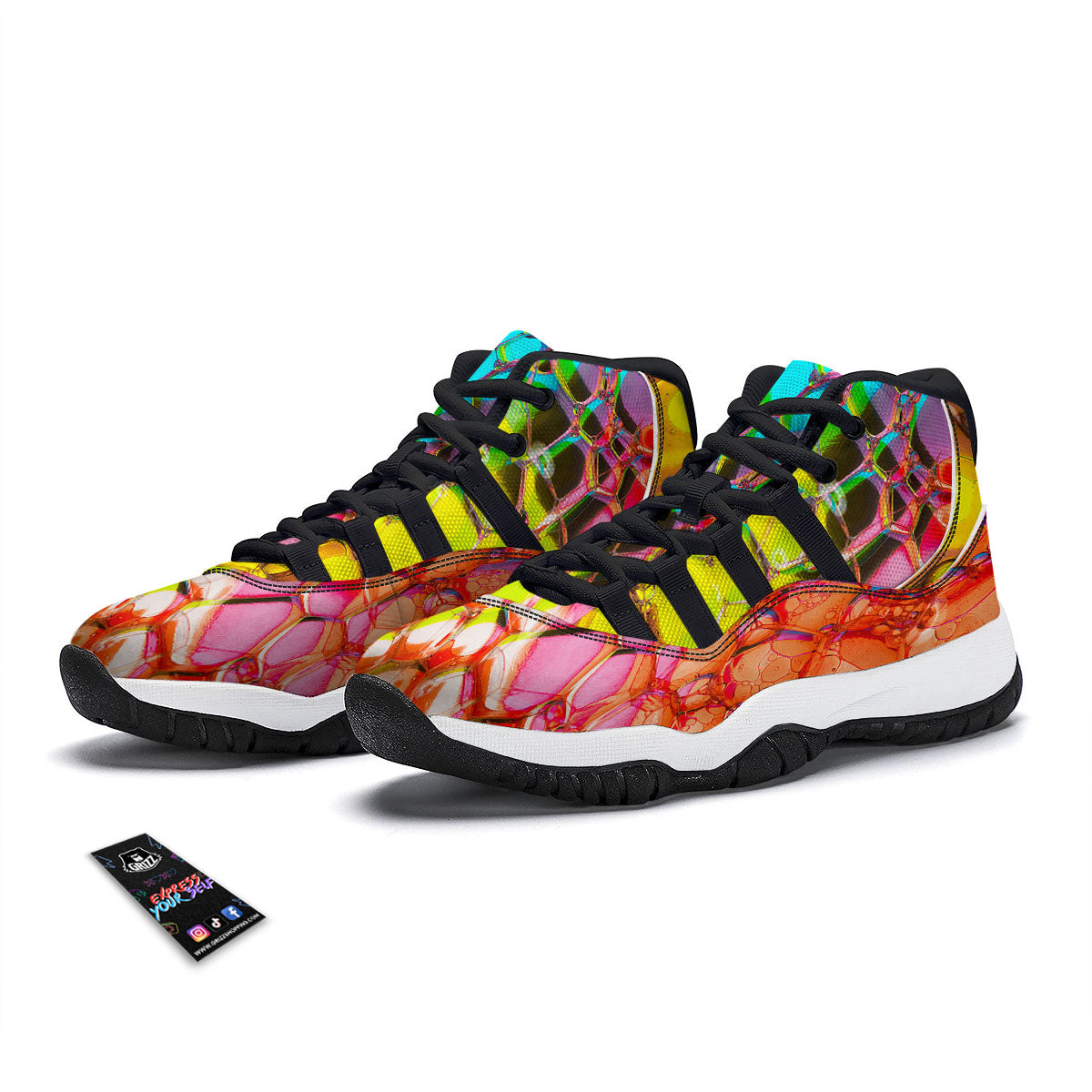Bubble Soap Psychedelic Print Black Bball Shoes-grizzshop
