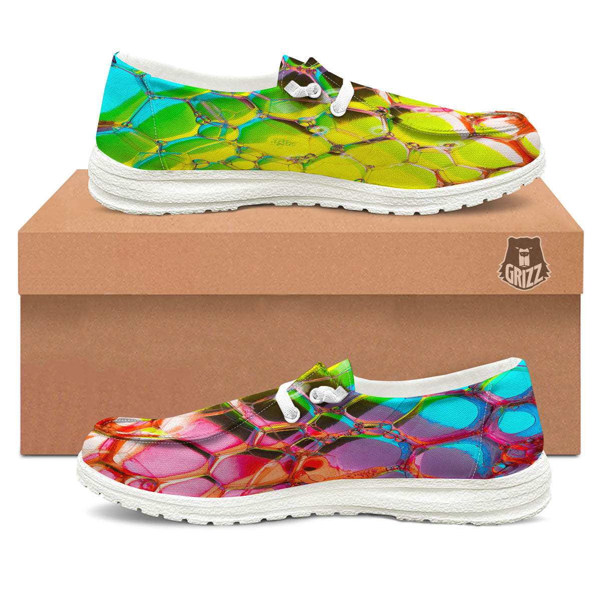 Bubble Soap Psychedelic Print Black Loafers-grizzshop