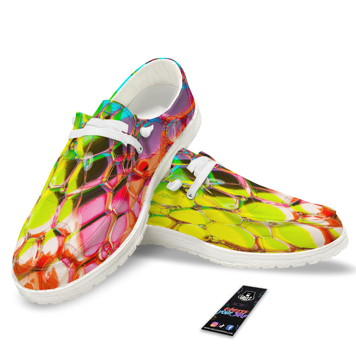 Bubble Soap Psychedelic Print Black Loafers-grizzshop