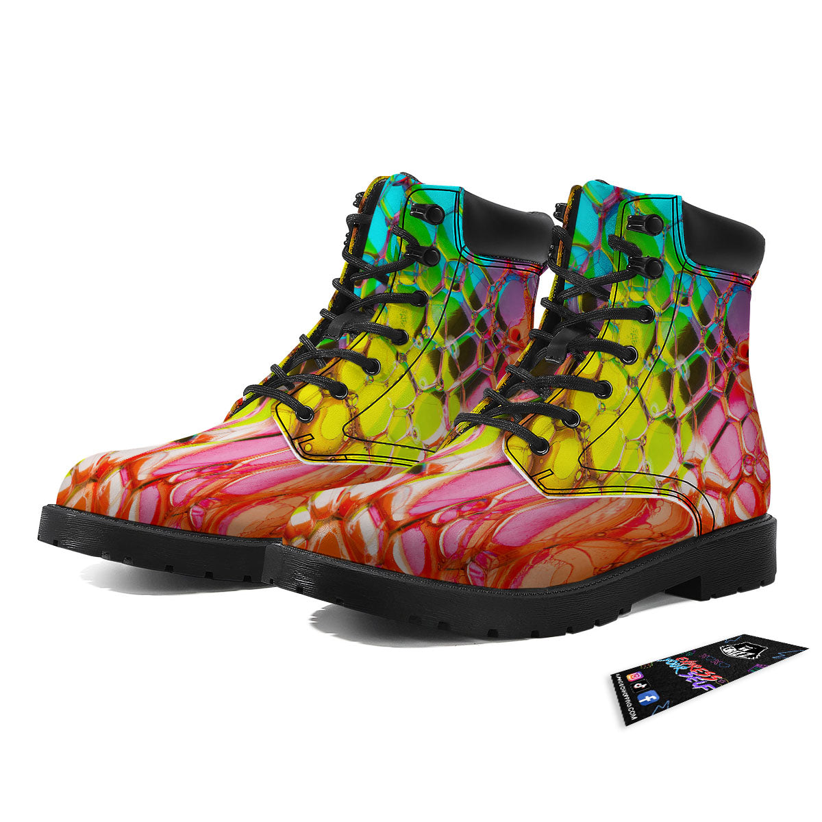 Bubble Soap Psychedelic Print Boots-grizzshop