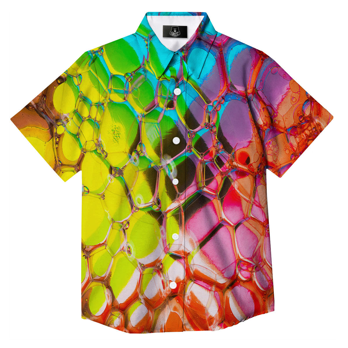 Bubble Soap Psychedelic Print Button Up Shirt-grizzshop