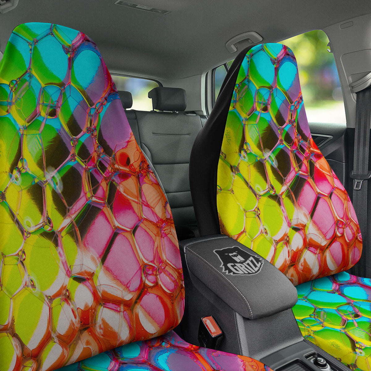 Bubble Soap Psychedelic Print Car Seat Covers-grizzshop