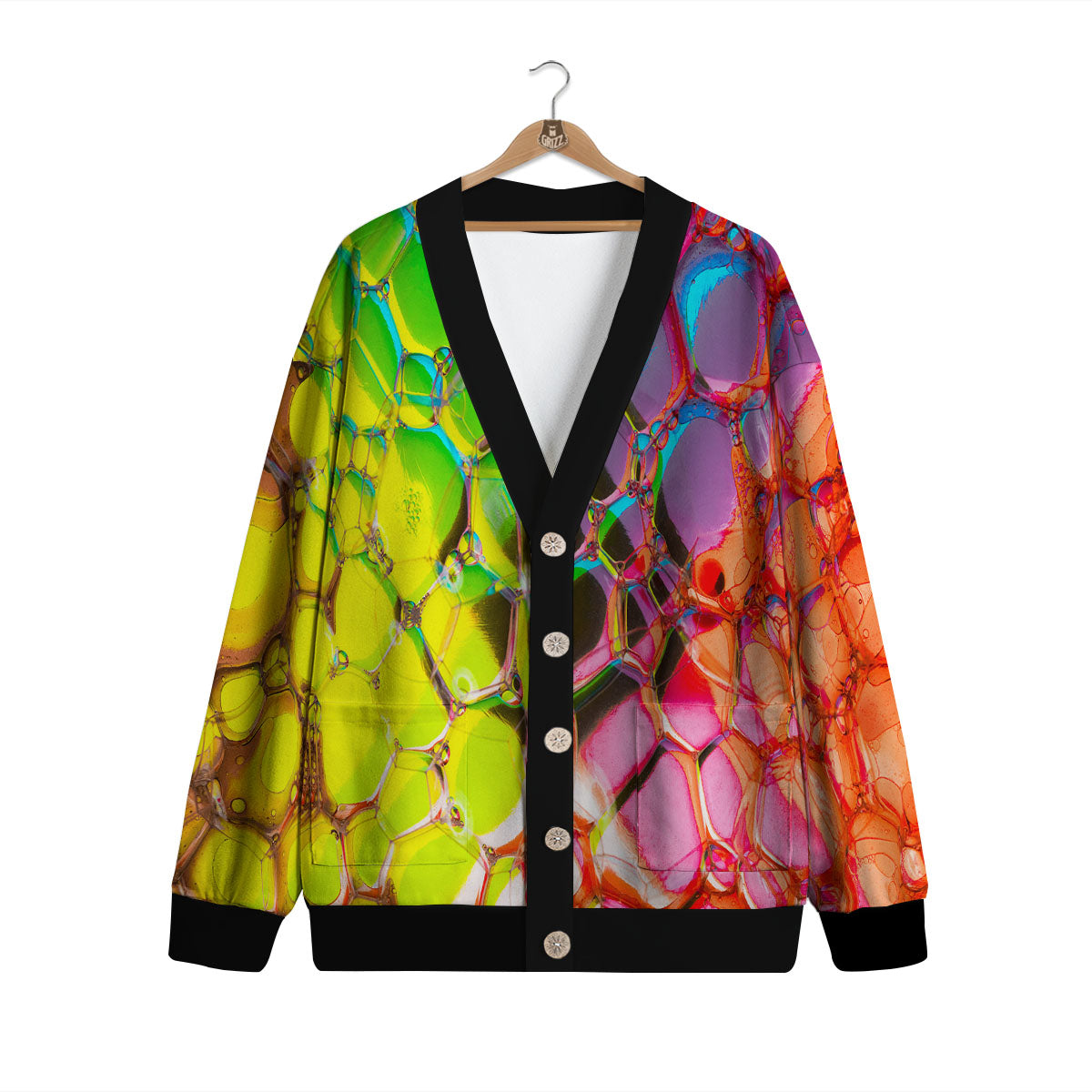 Bubble Soap Psychedelic Print Cardigan-grizzshop