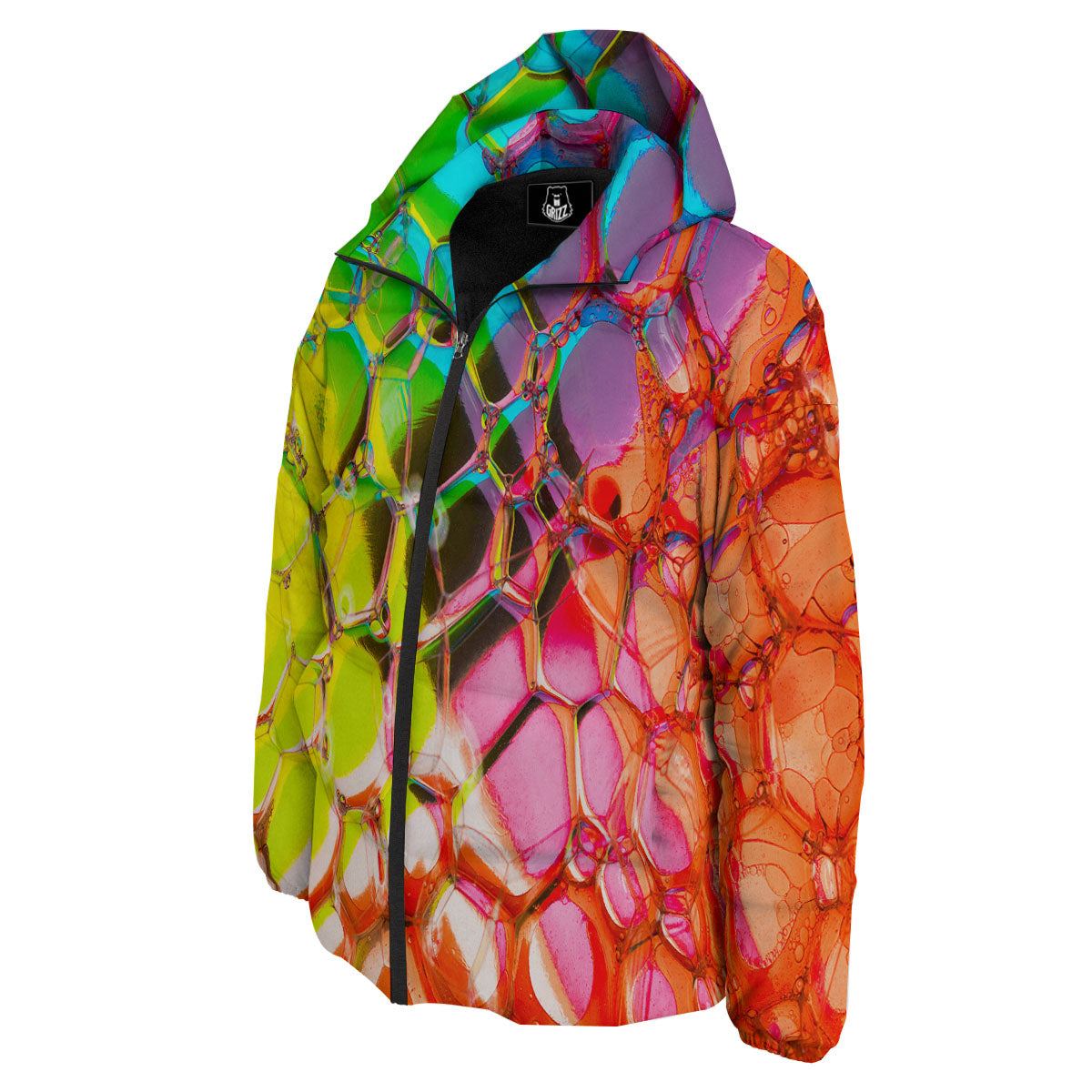 Bubble Soap Psychedelic Print Down Jacket-grizzshop