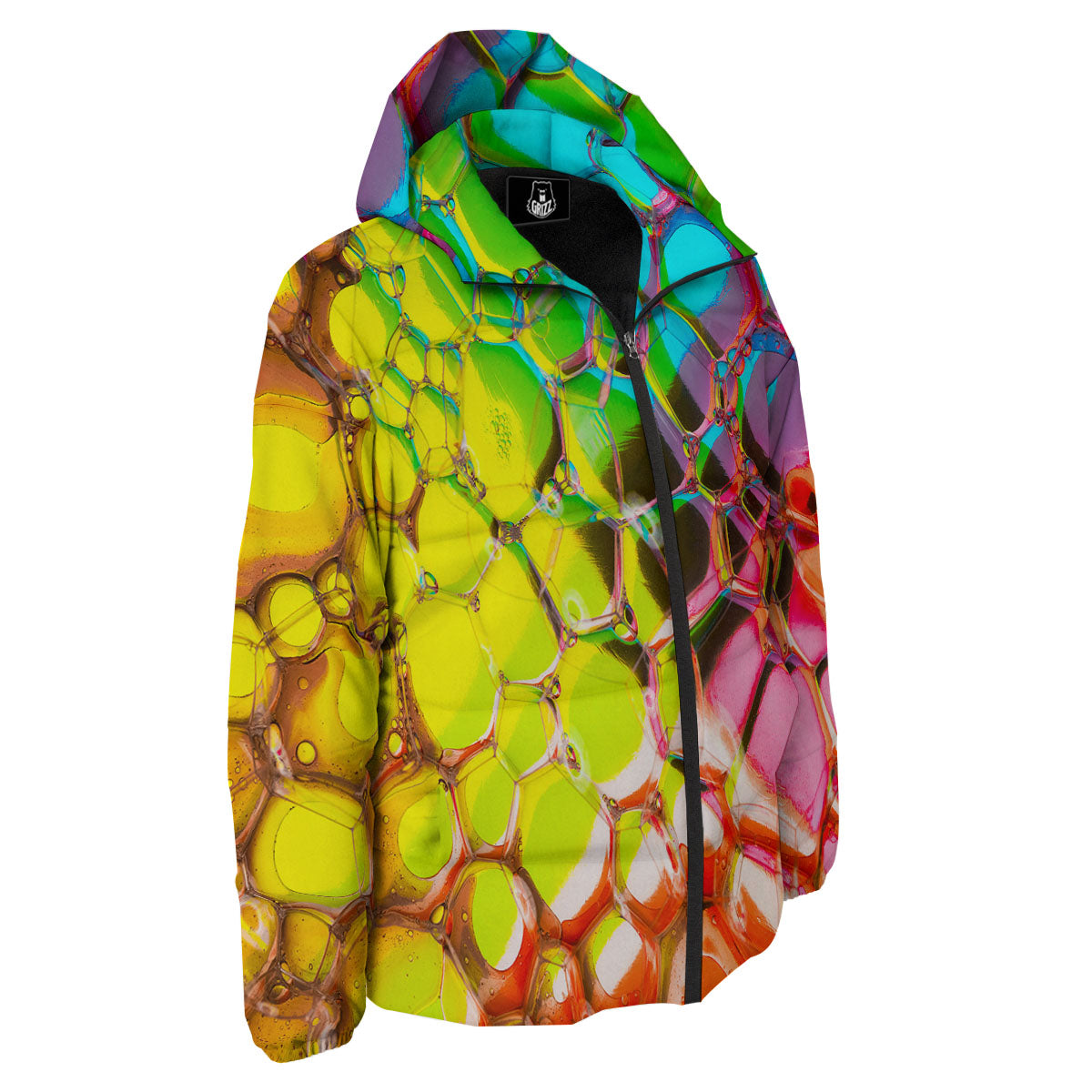 Bubble Soap Psychedelic Print Down Jacket-grizzshop