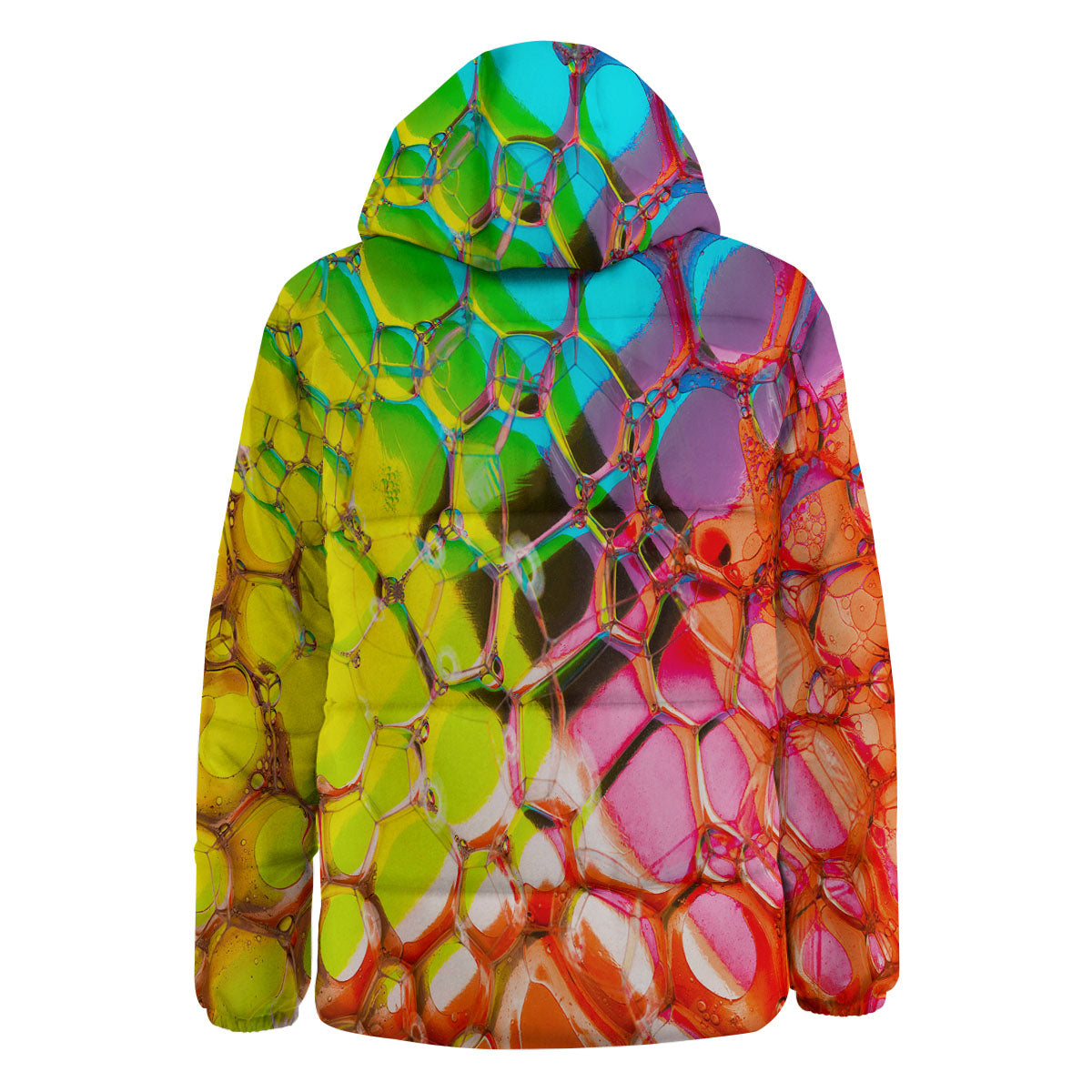 Bubble Soap Psychedelic Print Down Jacket-grizzshop