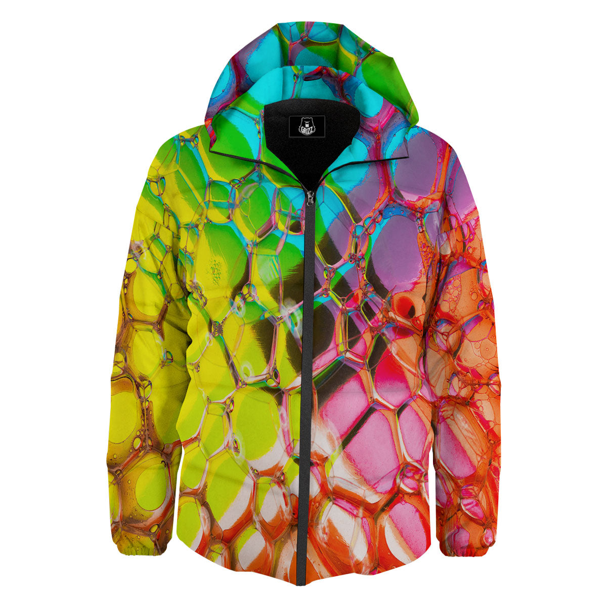 Bubble Soap Psychedelic Print Down Jacket-grizzshop