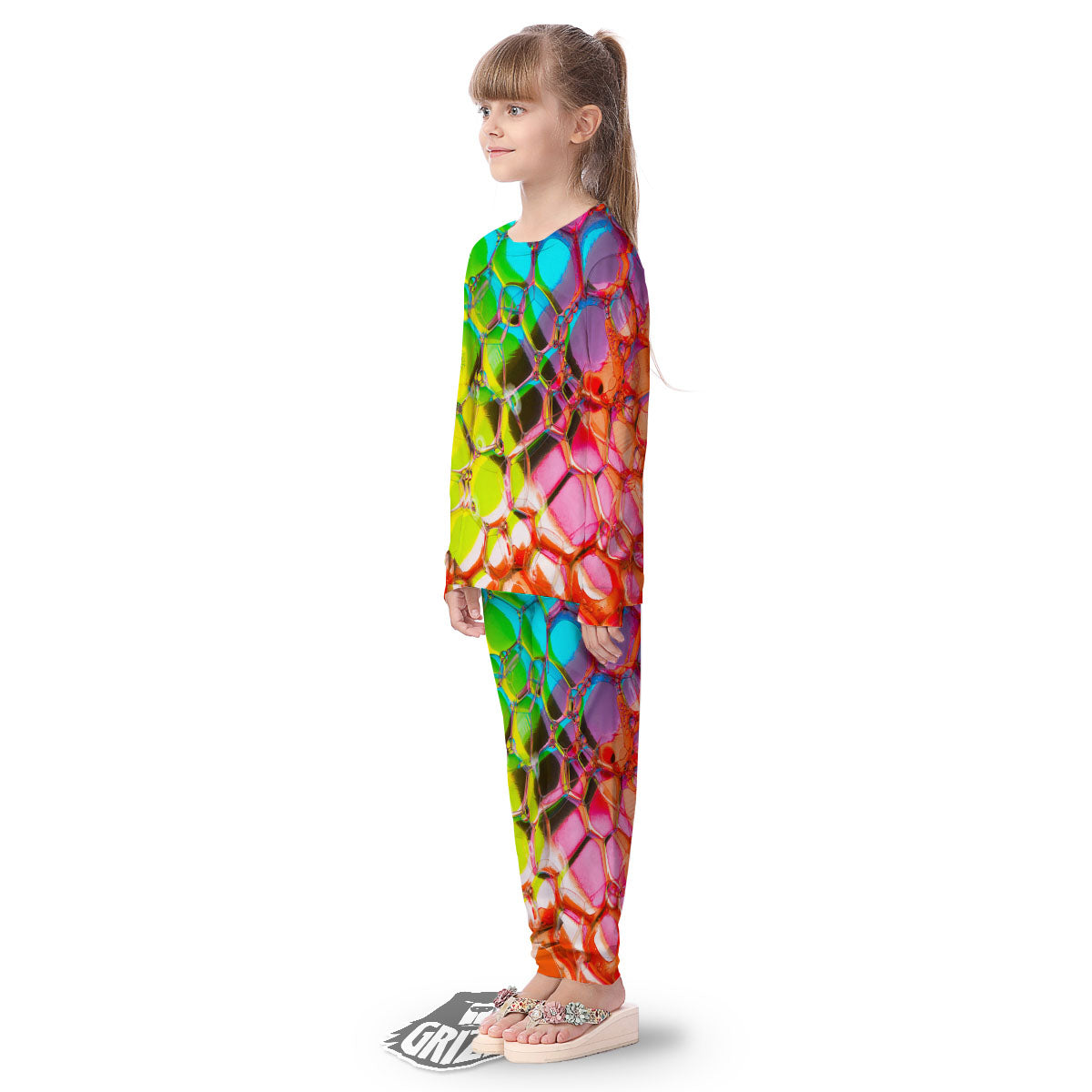 Bubble Soap Psychedelic Print Kid's Pajamas-grizzshop