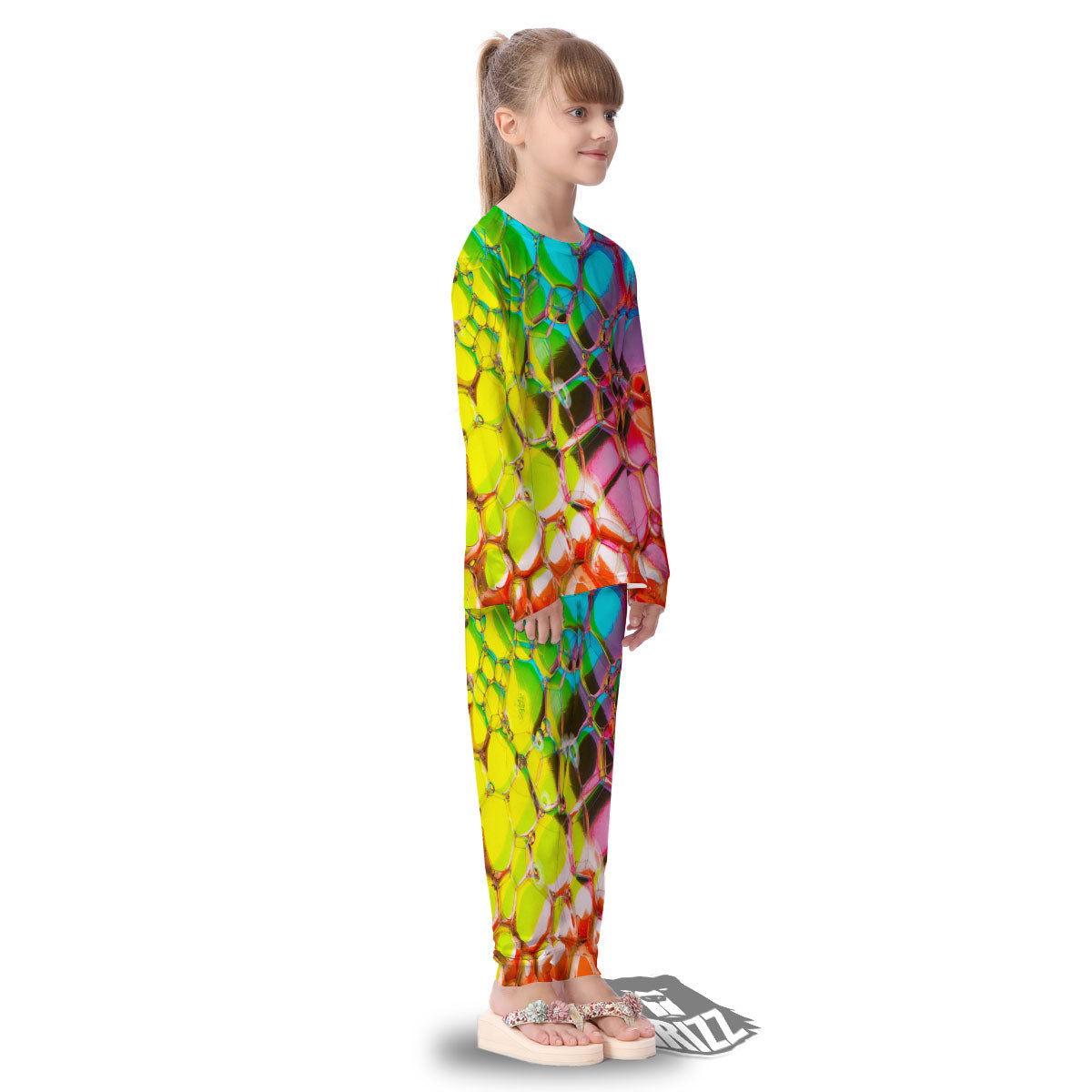 Bubble Soap Psychedelic Print Kid's Pajamas-grizzshop
