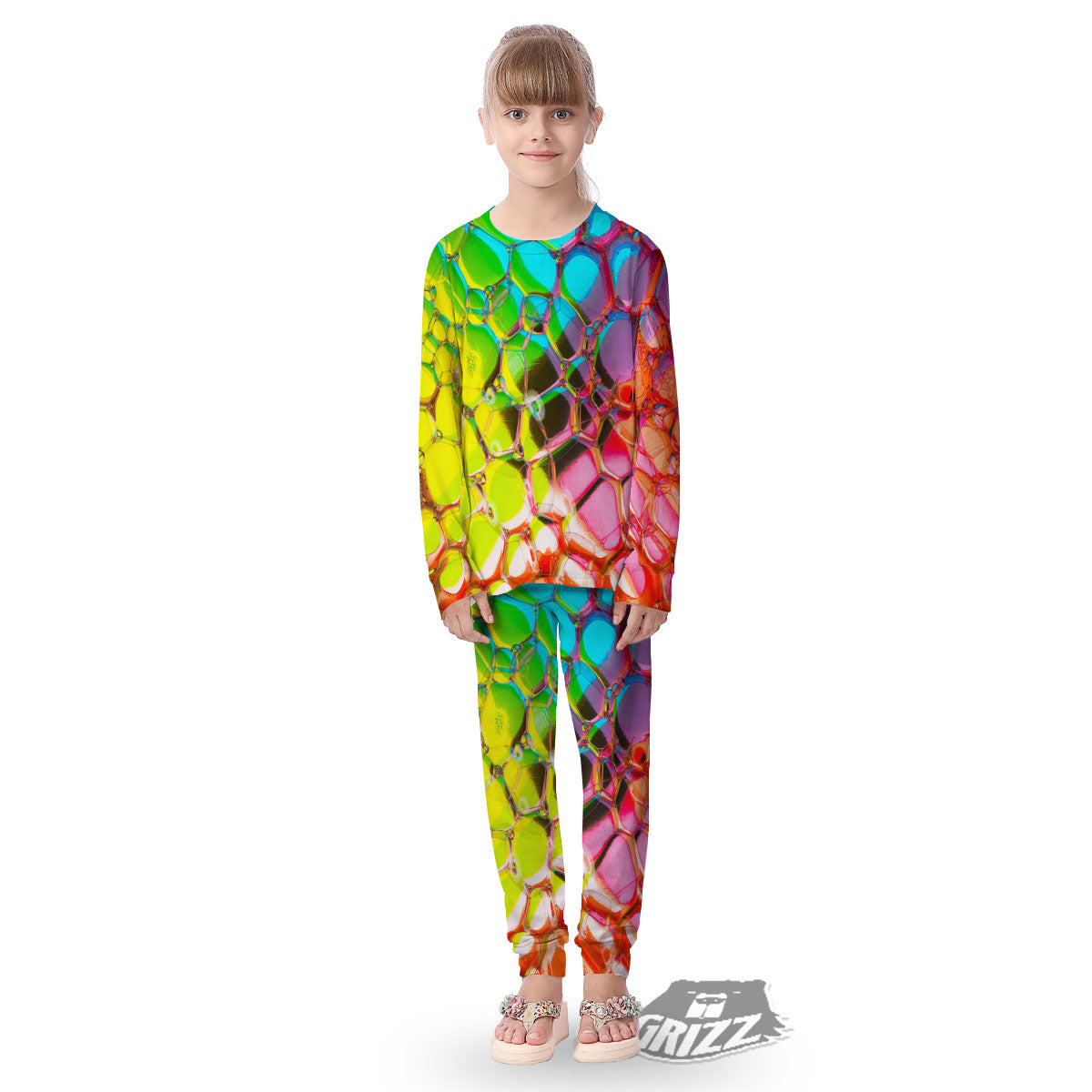 Bubble Soap Psychedelic Print Kid's Pajamas-grizzshop