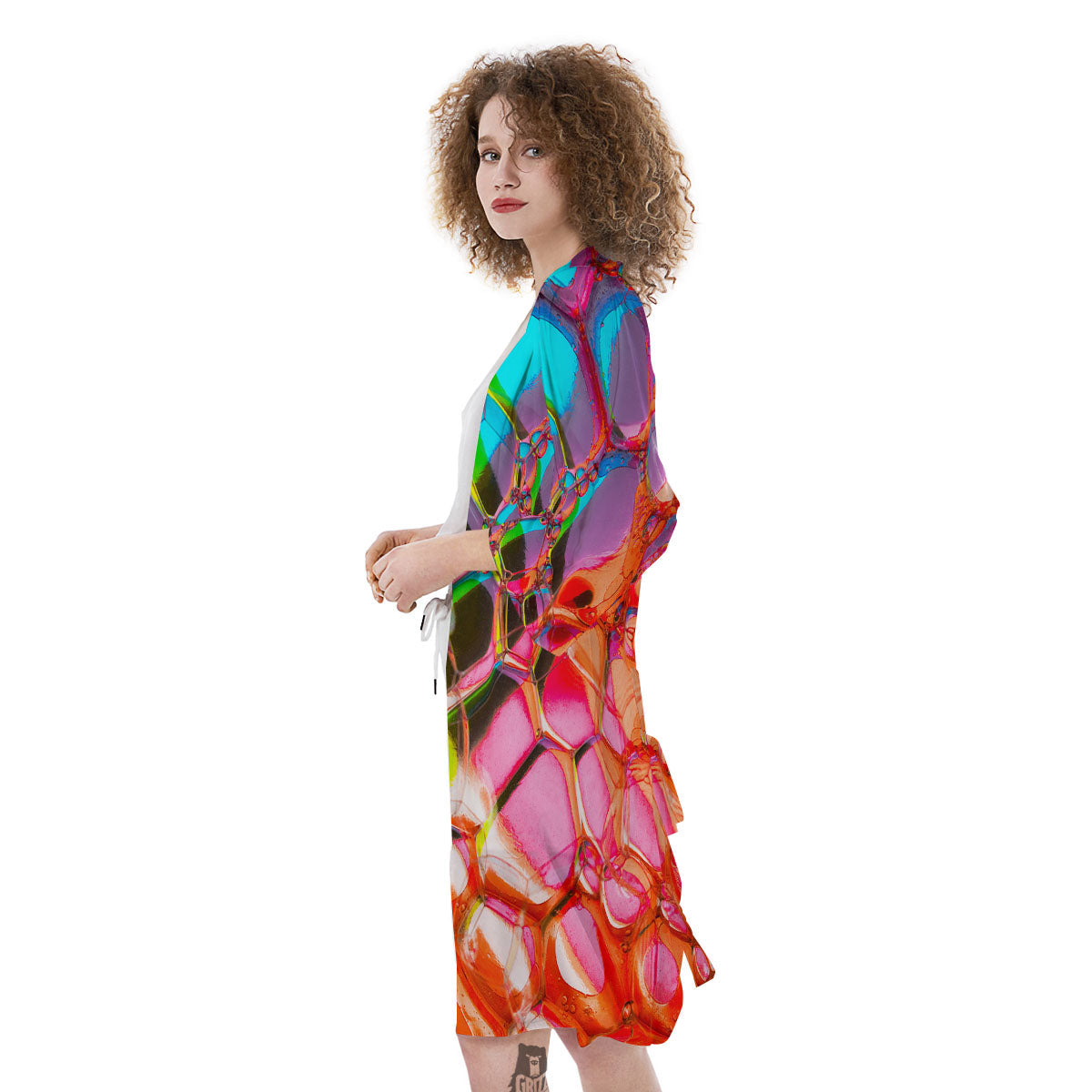Bubble Soap Psychedelic Print Kimono-grizzshop