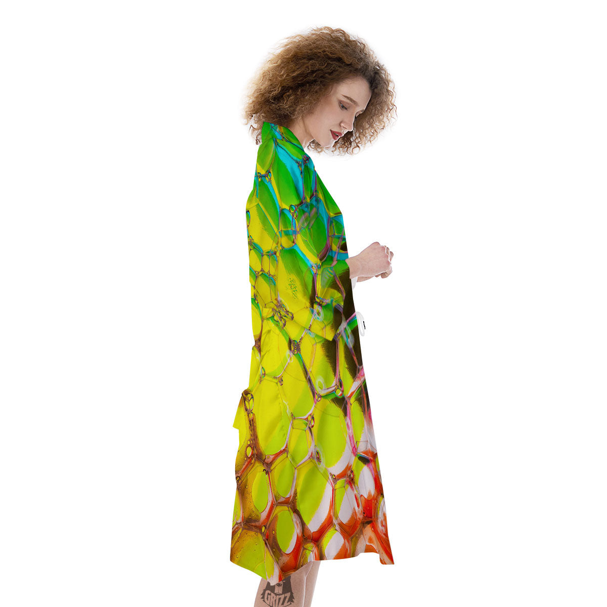 Bubble Soap Psychedelic Print Kimono-grizzshop