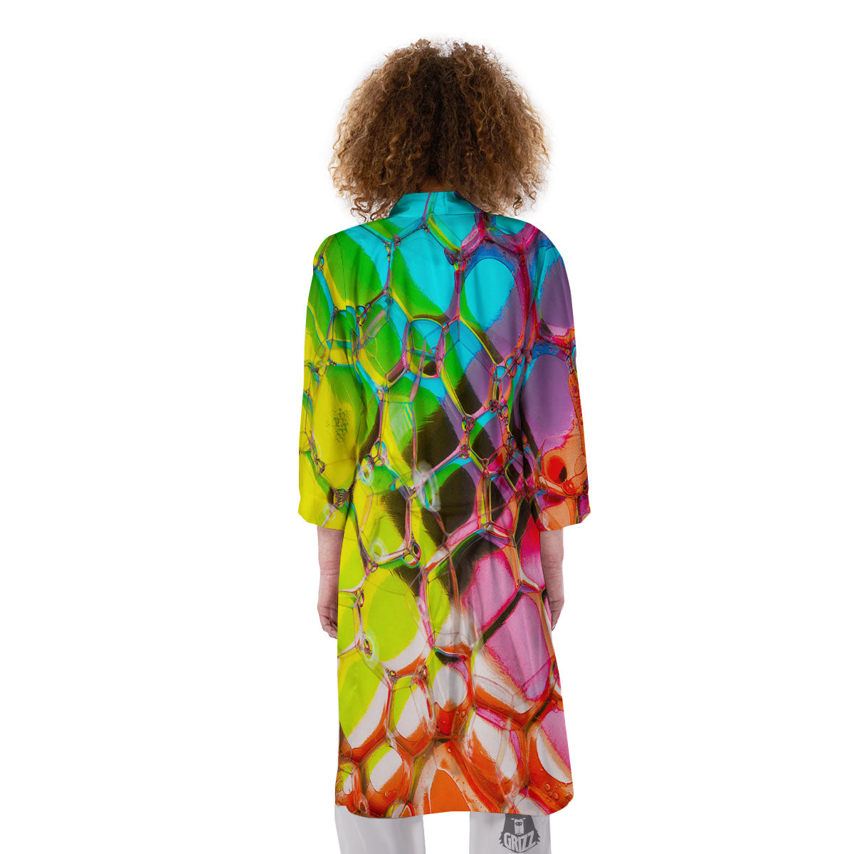 Bubble Soap Psychedelic Print Kimono-grizzshop