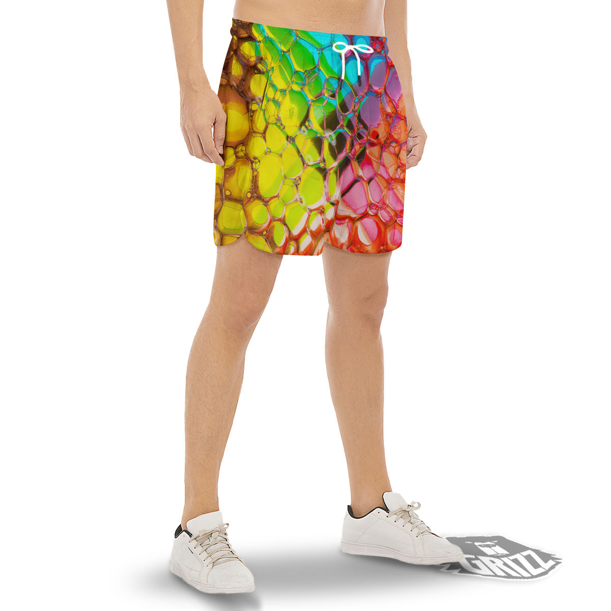 Bubble Soap Psychedelic Print Men's Gym Shorts-grizzshop