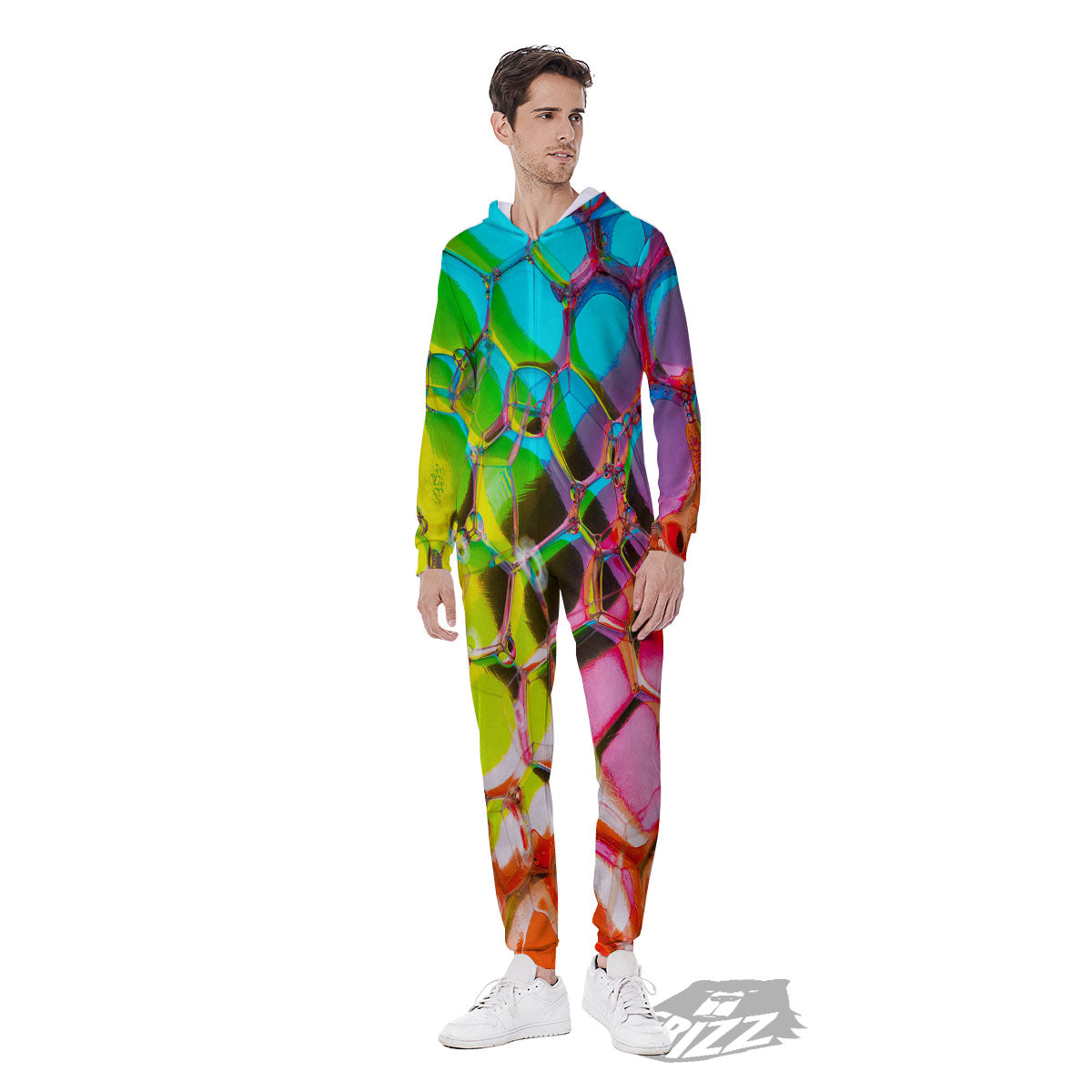 Bubble Soap Psychedelic Print Men's Jumpsuit-grizzshop
