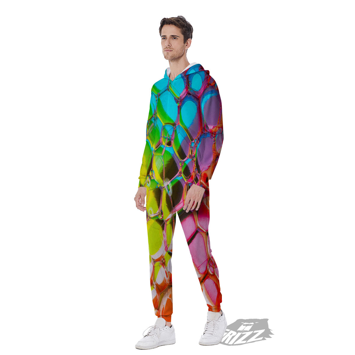 Bubble Soap Psychedelic Print Men's Jumpsuit-grizzshop