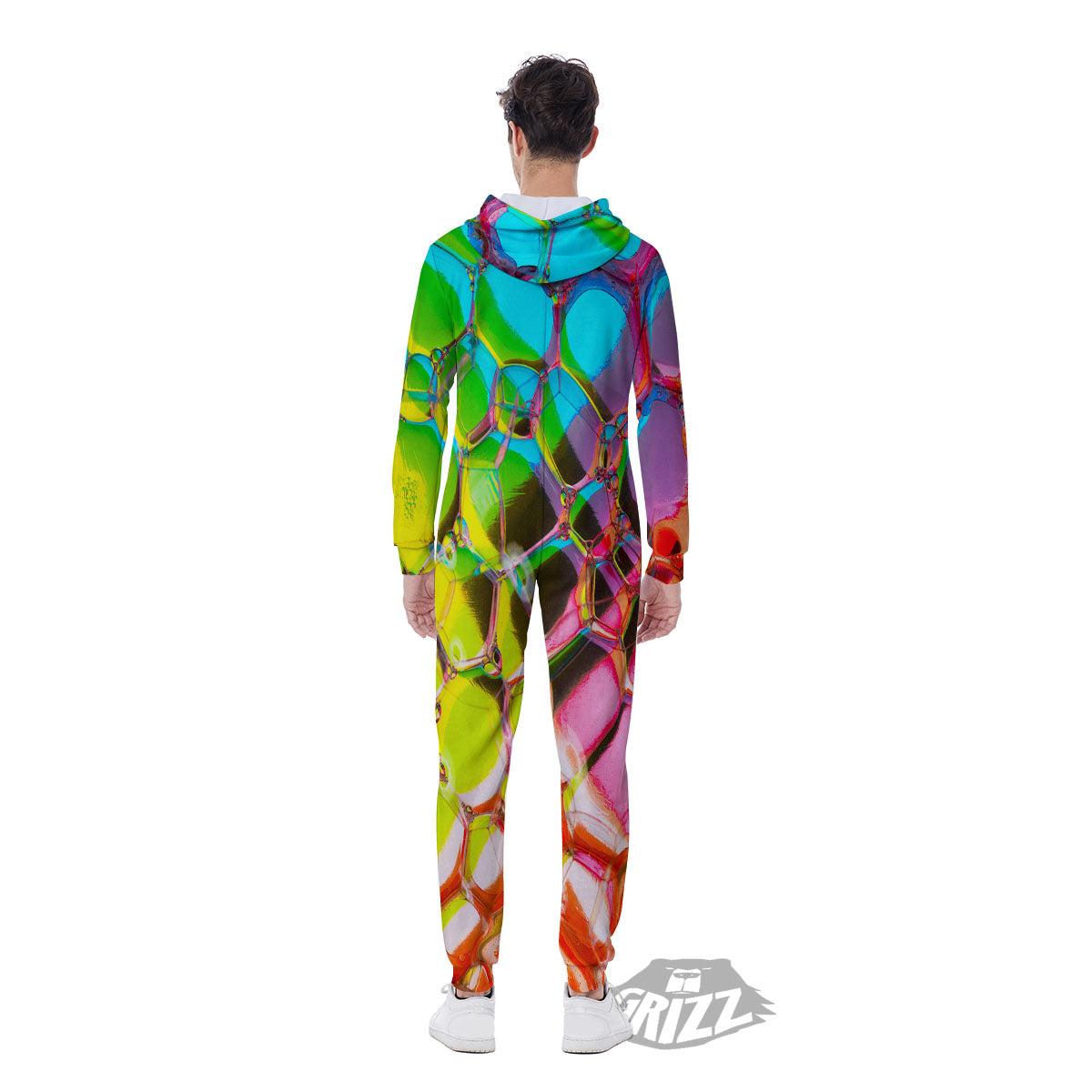 Bubble Soap Psychedelic Print Men's Jumpsuit-grizzshop