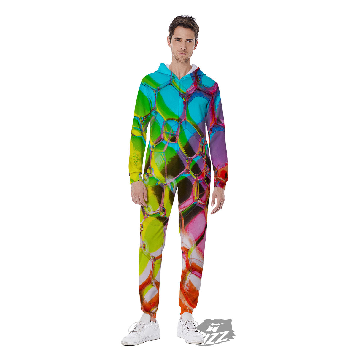 Bubble Soap Psychedelic Print Men's Jumpsuit-grizzshop