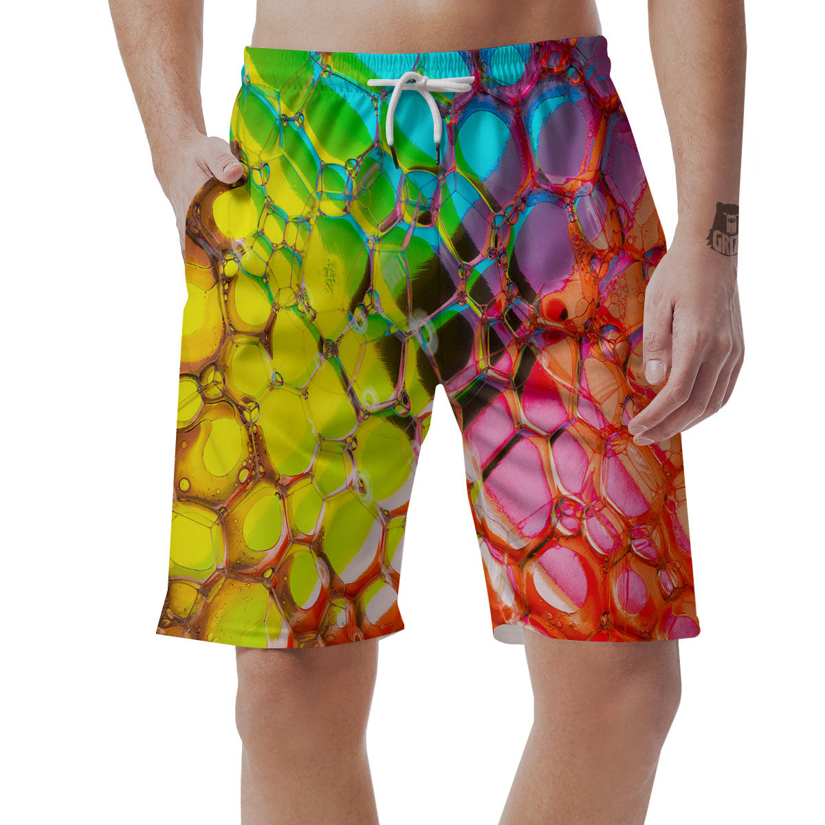 Bubble Soap Psychedelic Print Men's Shorts-grizzshop