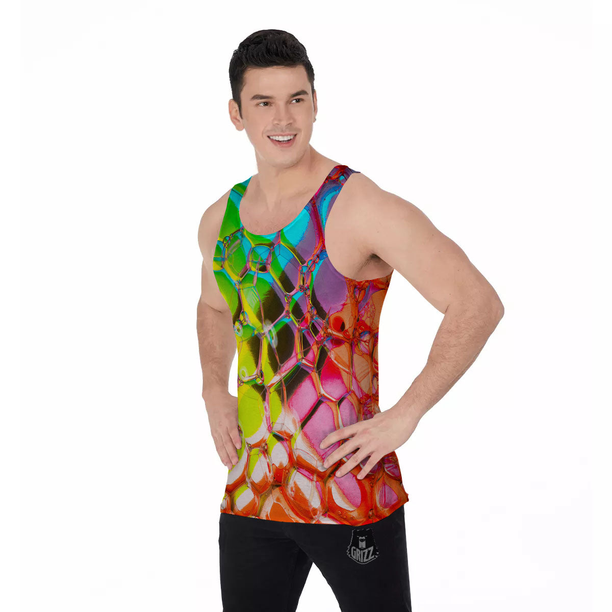 Bubble Soap Psychedelic Print Men's Tank Top-grizzshop