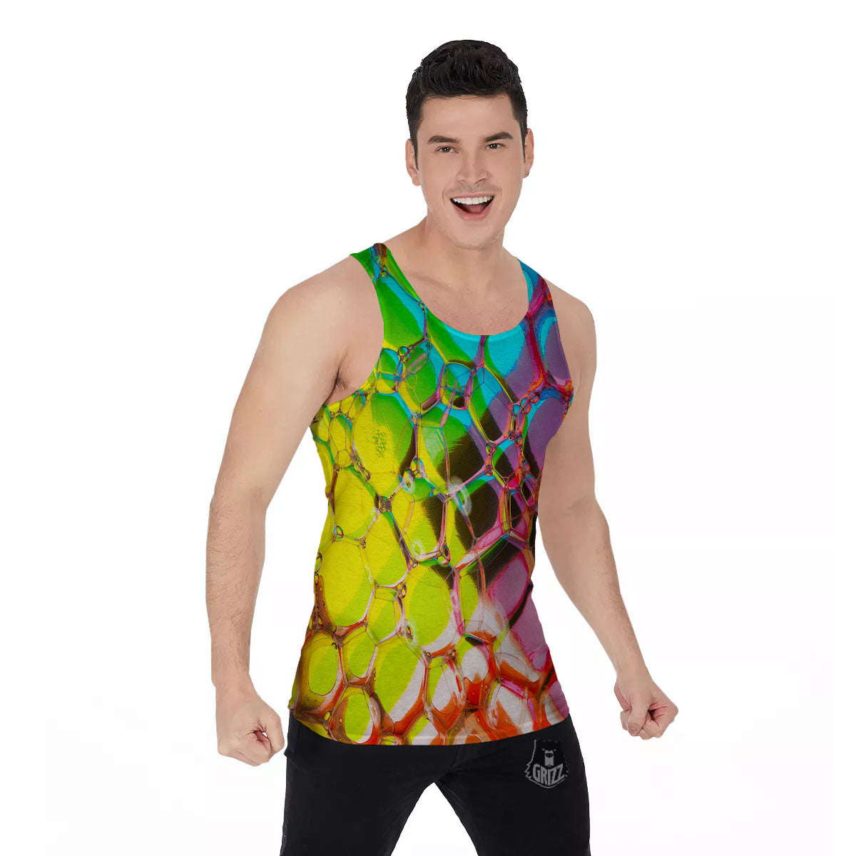 Bubble Soap Psychedelic Print Men's Tank Top-grizzshop