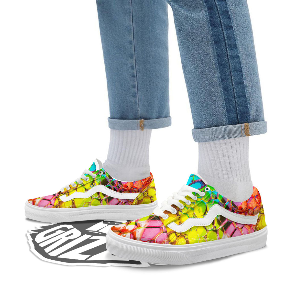 Bubble Soap Psychedelic Print Skate Shoes-grizzshop