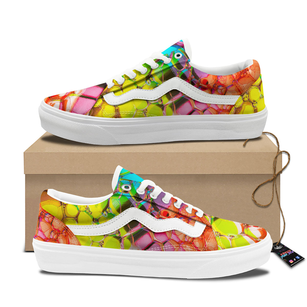 Bubble Soap Psychedelic Print Skate Shoes-grizzshop