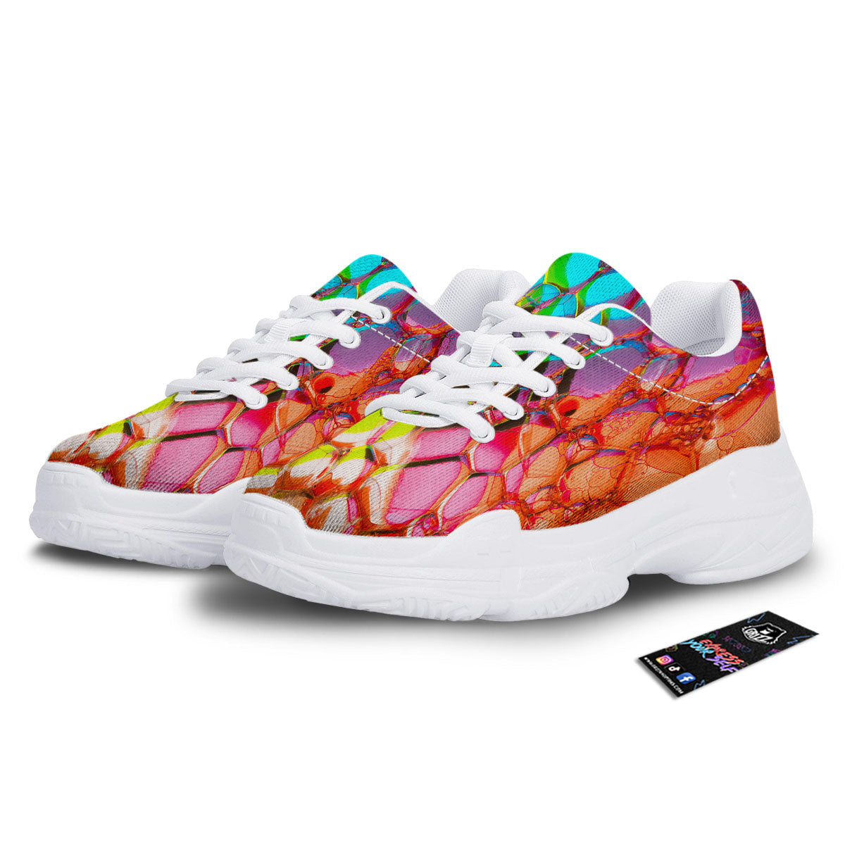 Bubble Soap Psychedelic Print White Chunky Shoes-grizzshop