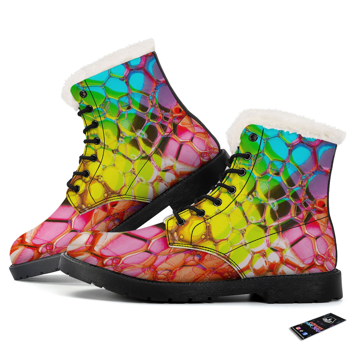 Bubble Soap Psychedelic Print Winter Boots-grizzshop